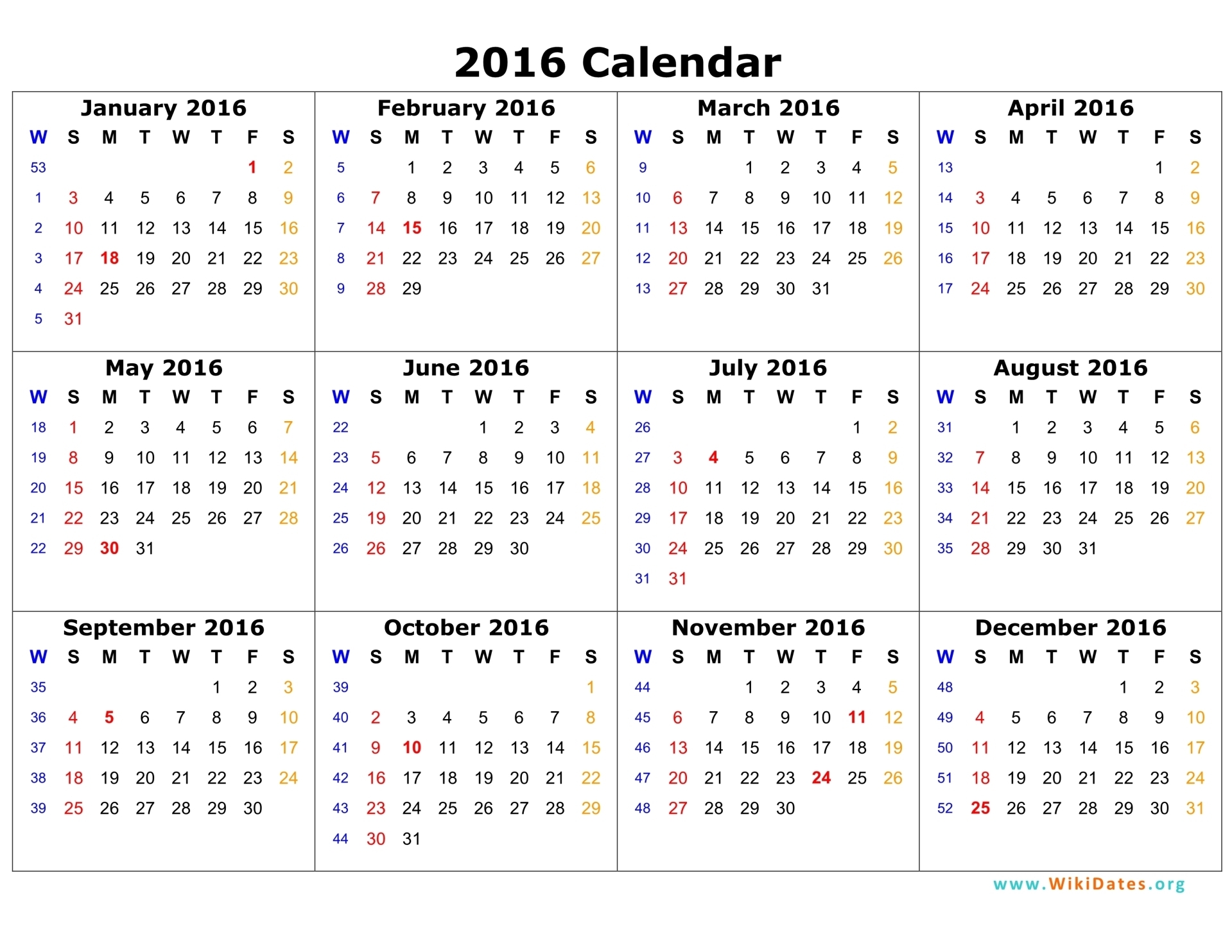 View Calendar 2016 Monthly Calendar Template 03