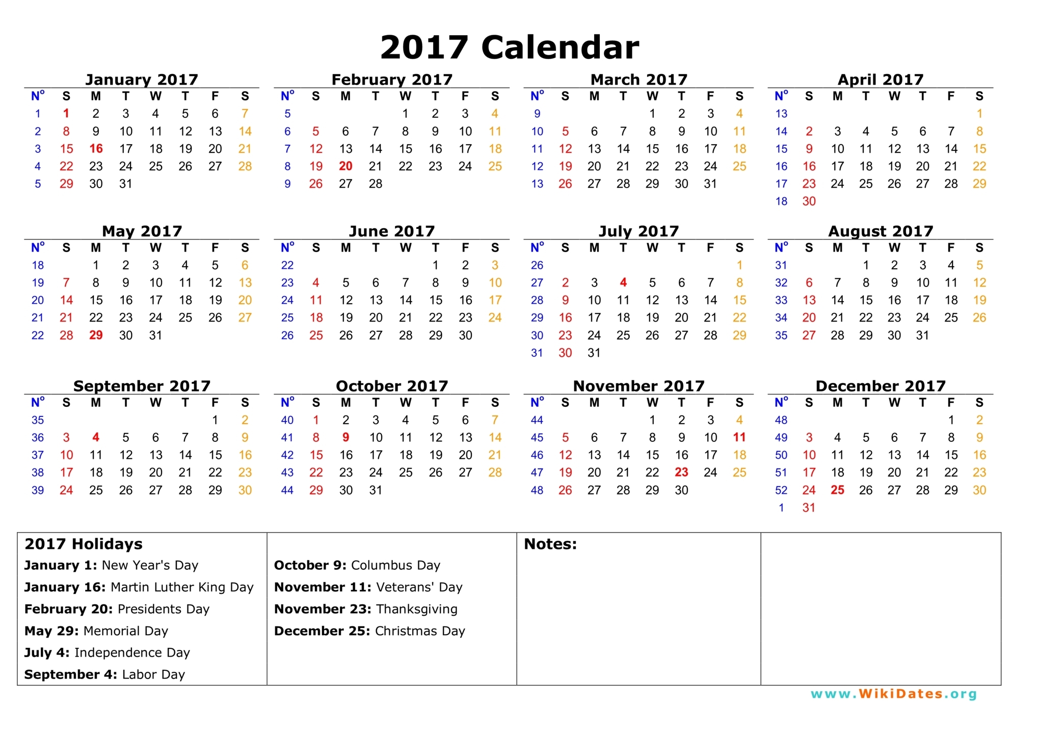 2017 Calendar