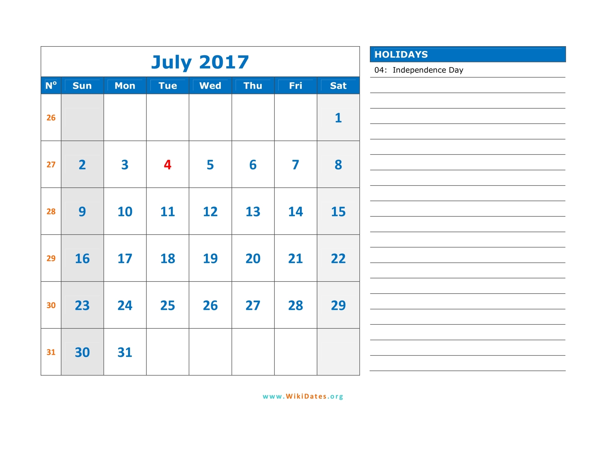 July Calendar 2017 Blank E1496050383502