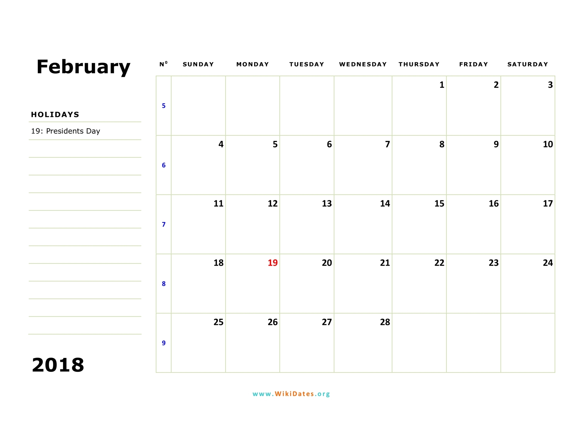 not-known-details-about-february-2018-calendar