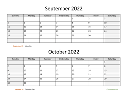 september and october 2022 calendar