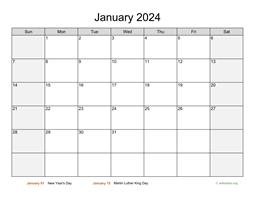 January 2024 Calendar with Weekend Shaded
