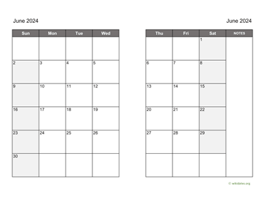 June 2024 Calendar on two pages