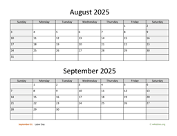 August and September 2025 Calendar