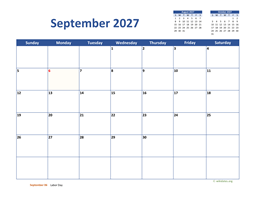 September 2027 Calendar Classic