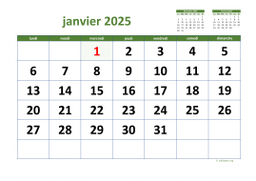 calendrier janvier 2025 03