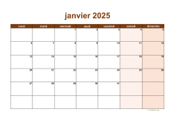 calendrier janvier 2025 06