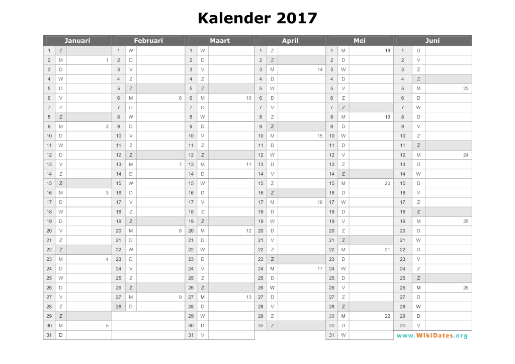 Kalender 2017 | WikiDates.org