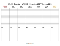 weekly calendar 2018 template 1