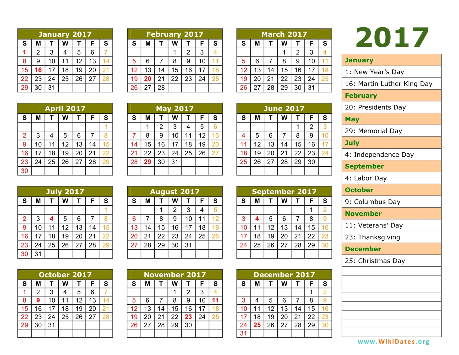 Calendar 2016 And 2017 Template from www.wikidates.org