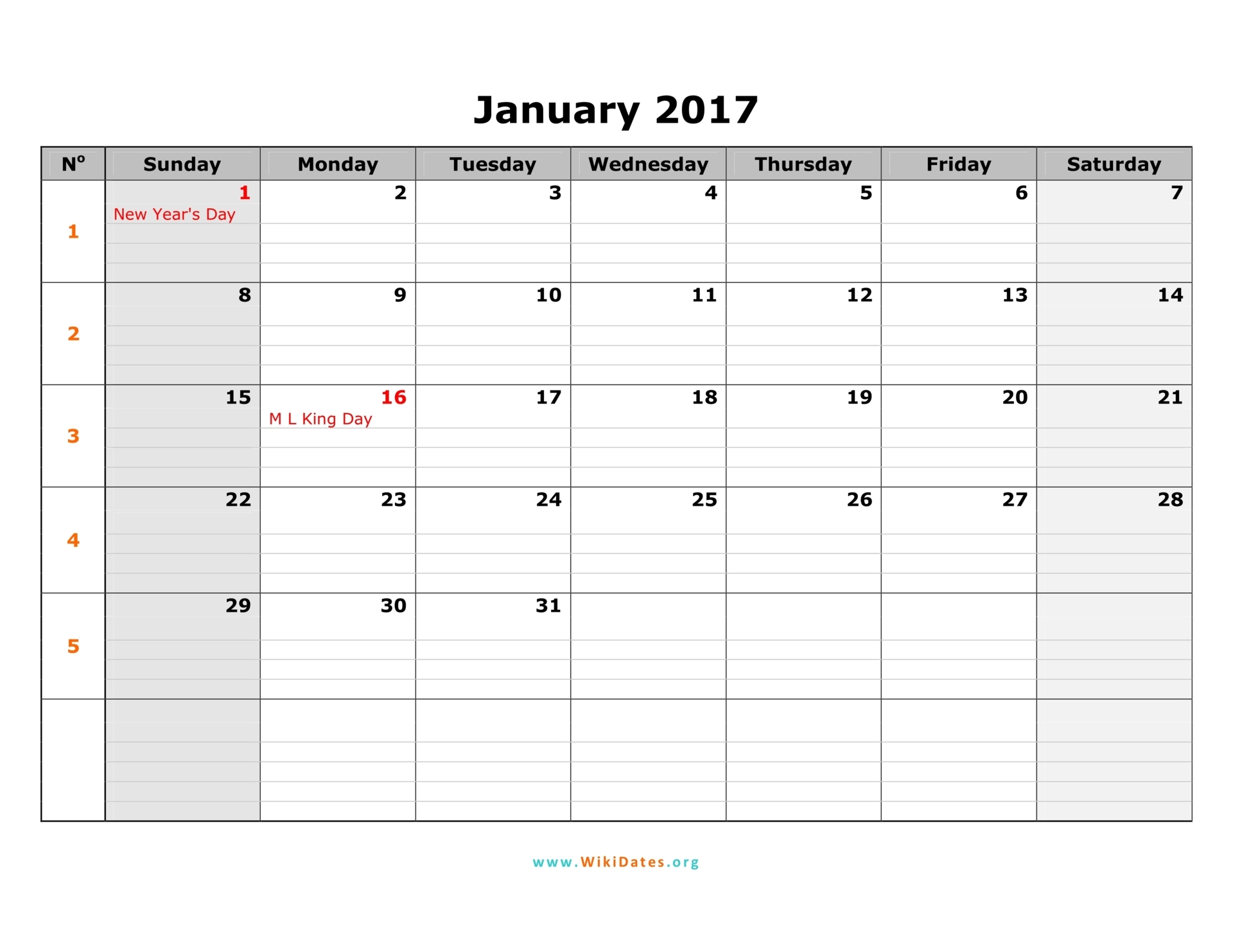 2017 Desktop Calendar Template from www.wikidates.org