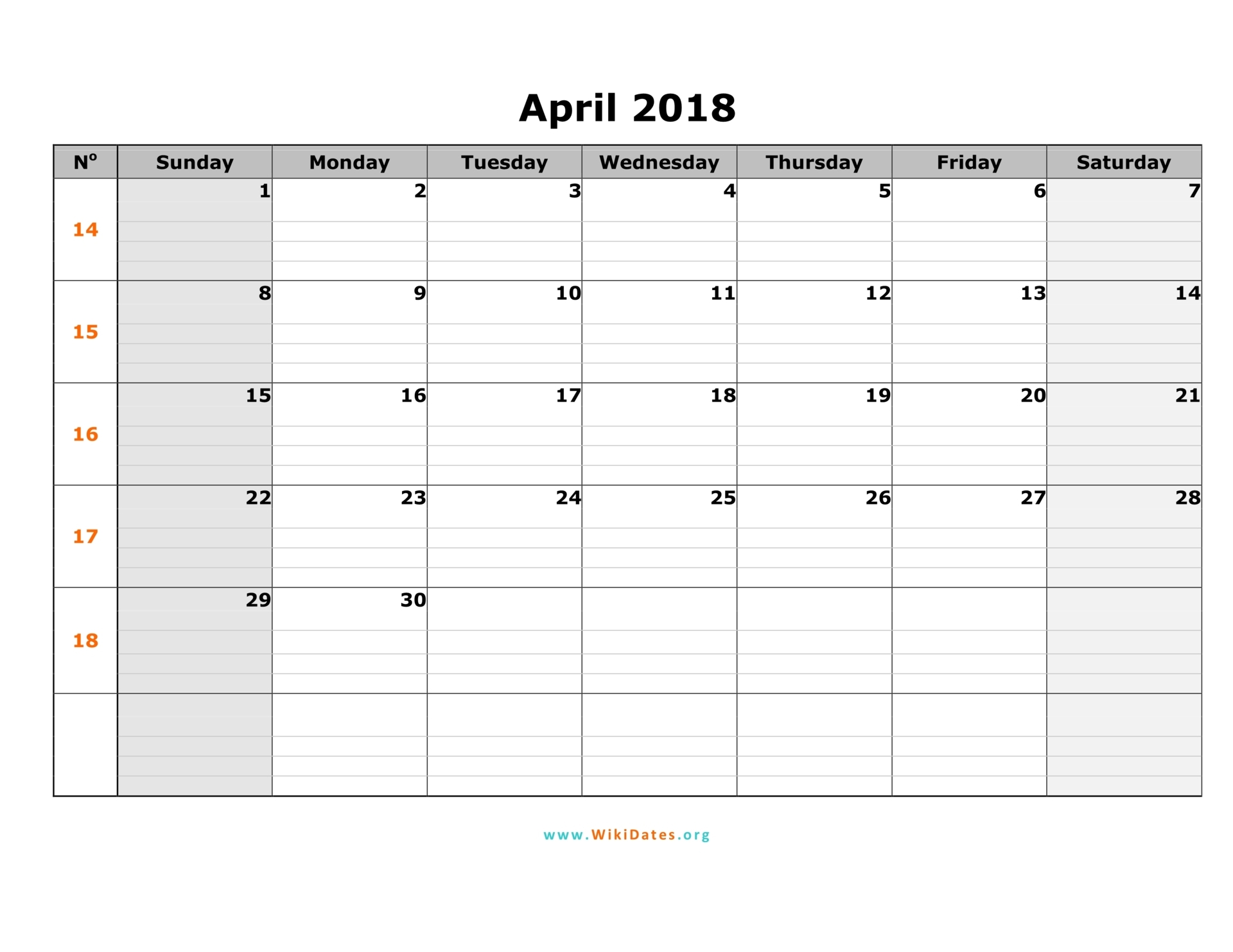 download april 2018 calendar