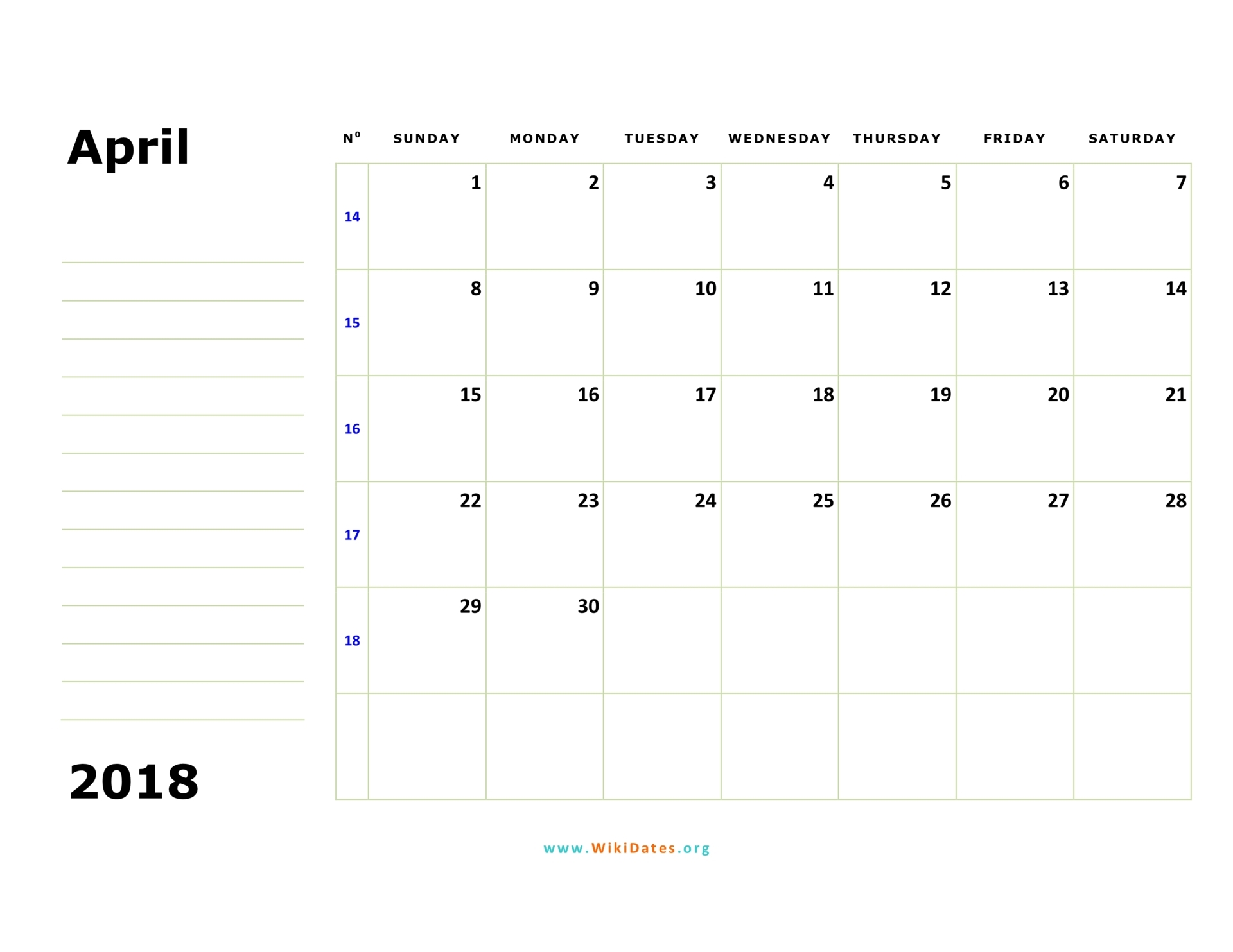 april-2018-calendar-wikidates