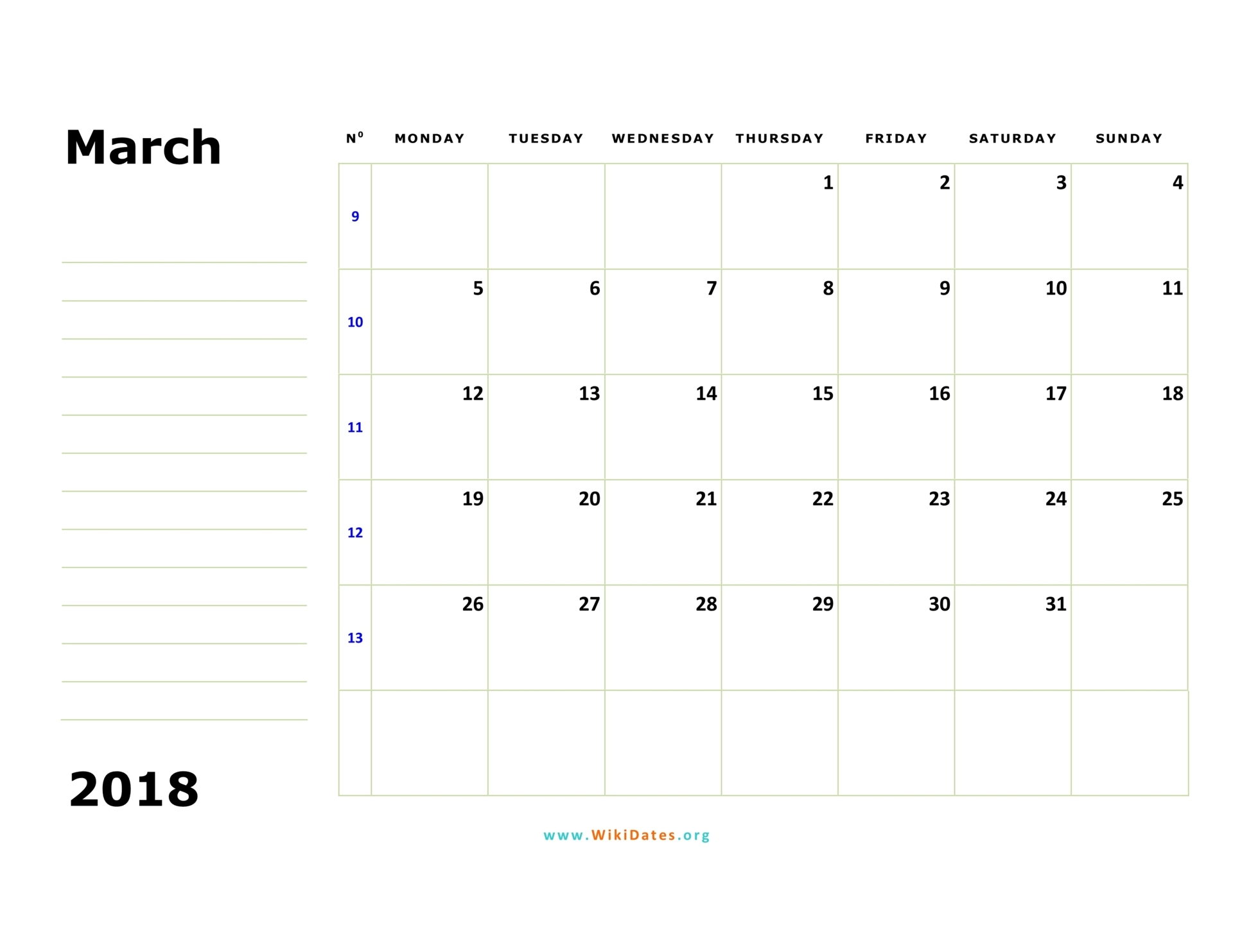 march-2018-calendar-wikidates