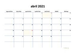 calendário 2021 04