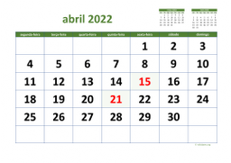 calendário 2022 03