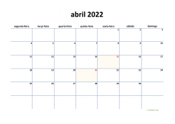 calendário 2022 04