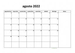 calendário 2022 08