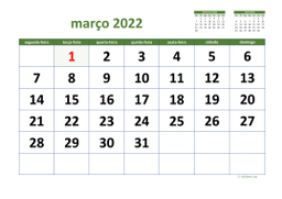 calendário 2022 03