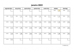 calendário mensal 2022 01