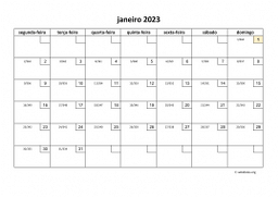 calendário 2023 01