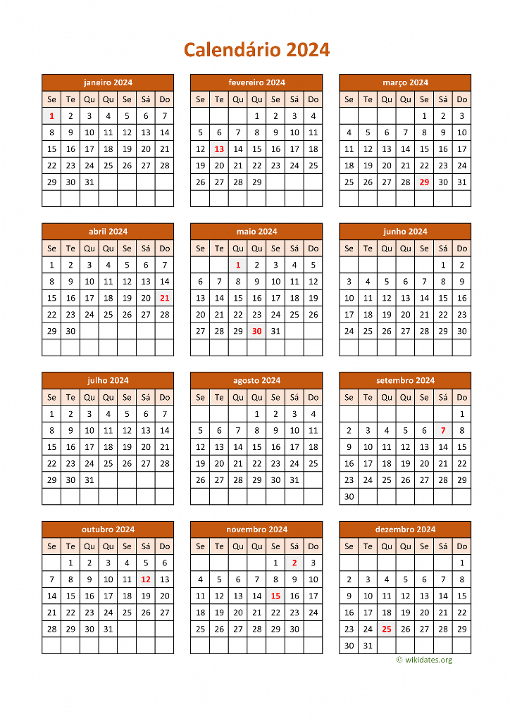 Calendário 2024