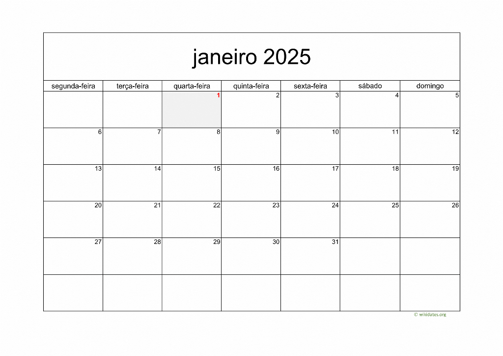 Calendário 2025