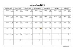 calendário 2025 01