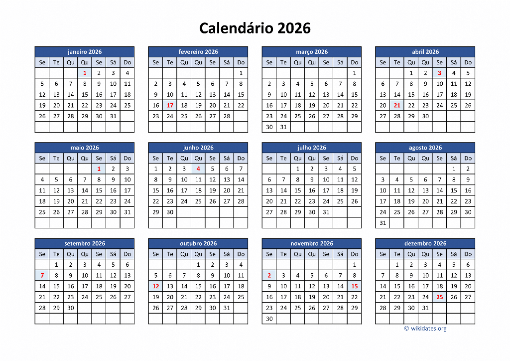 Calendário 2026  WikiDates.org