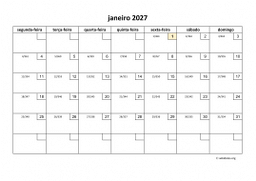 calendário mensal 2027 01
