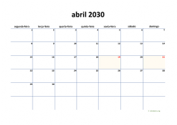 calendário 2030 04