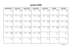 calendário mensal 2030 01