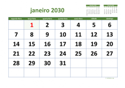 calendário mensal 2030 03