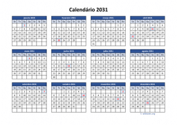 calendário anual 2031 03