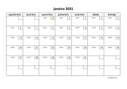 calendário mensal 2031 01