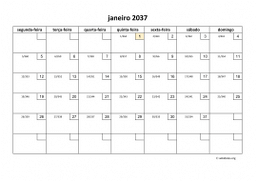 calendário mensal 2037 01