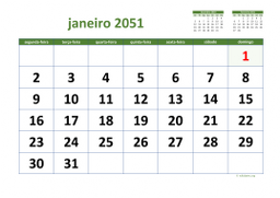 calendário mensal 2051 03