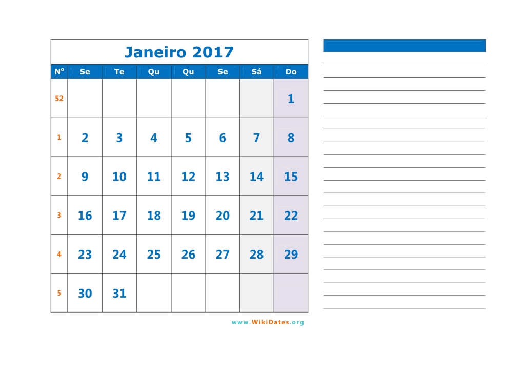 calendário 2018