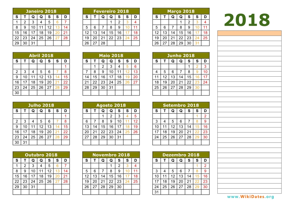 Calendario 2018 con semanas