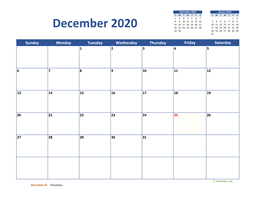 December 2020 Calendar Classic