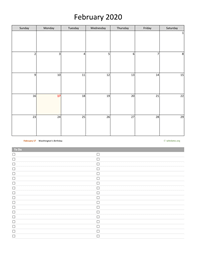 February 2020 Calendar with To-Do List