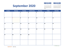 September 2020 Calendar Classic
