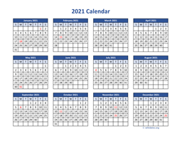 2021 Calendar in PDF