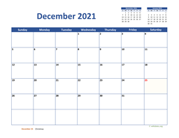 December 2021 Calendar Classic