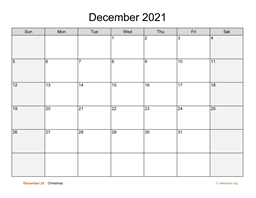 December 2021 Calendar with Weekend Shaded