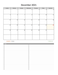 December 2021 Calendar with To-Do List