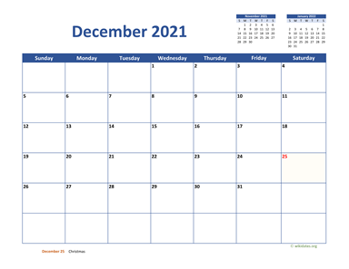 December 2021 Calendar Classic