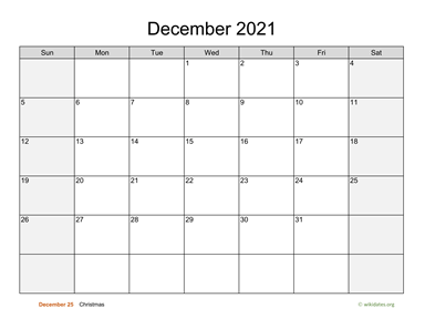 December 2021 Calendar with Weekend Shaded