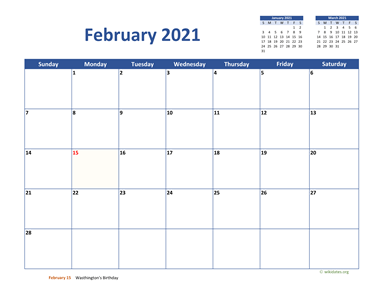 February 2021 Calendar Classic