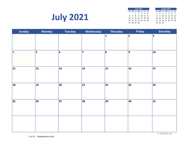 July 2021 Calendar Classic